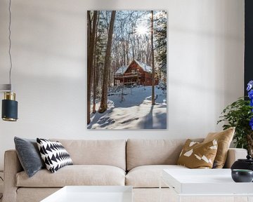 Winterhuis bos van Poster Art Shop