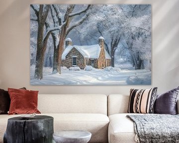 Winterhuis landschap van Poster Art Shop