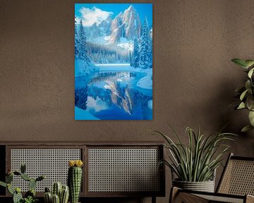 Weerspiegelend winterlandschap van Poster Art Shop