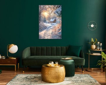 Winter bos idylle van Poster Art Shop