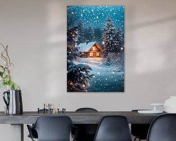 Winter droomhuis van Poster Art Shop