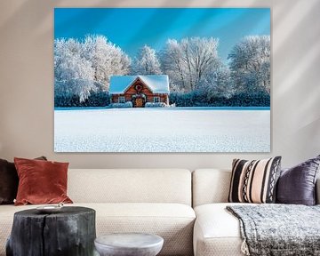 Winterhuisje van Poster Art Shop