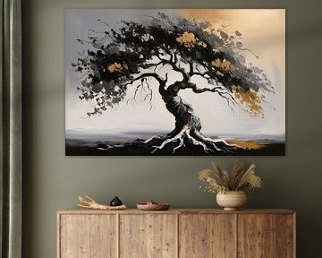 Abstracte boom met gouden accenten
