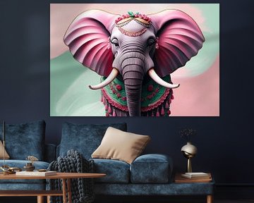 Kleurrijke surrealistische olifant van Art & Soul Creations