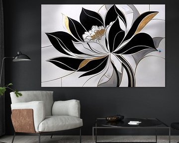 Black and white flower with gold by Art & Soul Creations