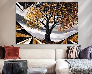 Abstract autumn tree with contrast by Art & Soul Creations