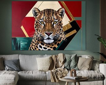 Geometrisch luipaard schilderij modern van Art & Soul Creations
