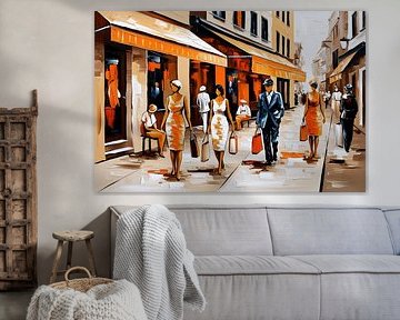 Moderne straatleven in kunst van Art & Soul Creations