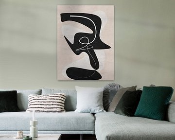 Organische abstracte kunst - zwart-witte tinten van Online Arts