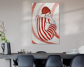 schilderij met rood gestreepte jurk van Franka Poulain
