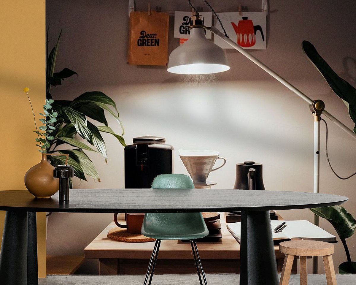 Voorbeeld van het werk in een kamer