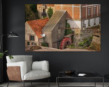 Historische schoepenrad krachtbron in Wissant, Noord Frankrijk van Harrie Muis