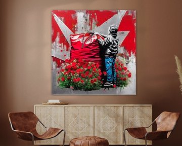 Silver Edition - Banksy Hommage - We hebben bloemen nodig van Felix von Altersheim