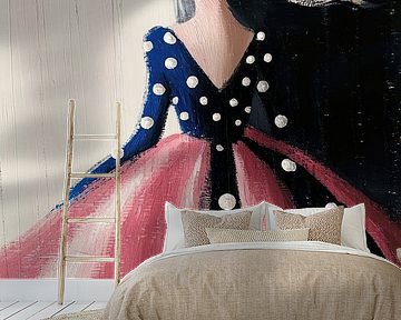 Princess in blue pink dotted dress by Franka Poulain