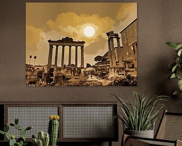 Romeinse ruïnes bij zonsondergang van Sergio Pazzano