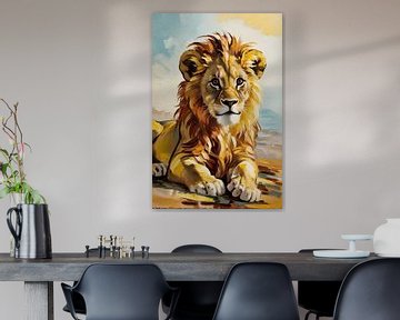 Serene schilderij van een leeuw van Art & Soul Creations