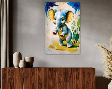 Schattige olifant in levendige kleuren