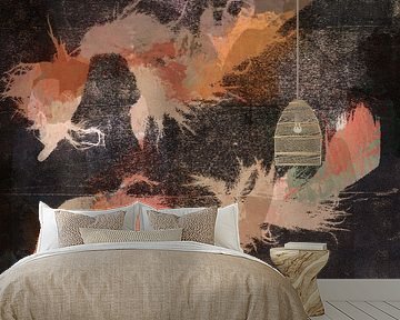 Abstract retro. Tango for two. Organic shapes in warm colors. by Dina Dankers