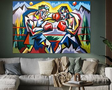 Abstracte bokswedstrijd