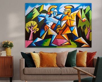 Abstract gladiatoren gevecht kunstwerk