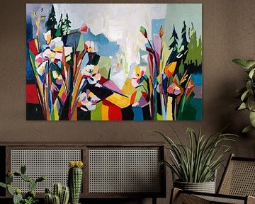 Bunte abstrakte florale Komposition von Art & Soul Creations