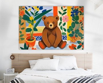 Sitting bear with colourful plants by Art & Soul Creations