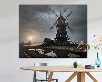 rotting windmill, steampunk