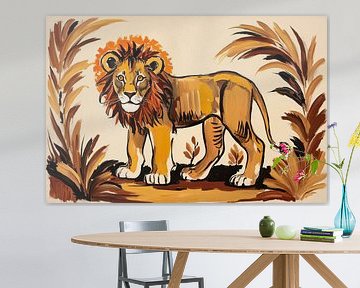 Ausdrucksstarke Löwenmalerei in warmen Tönen von Art & Soul Creations