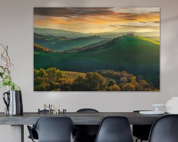 Herfstlandschap in Crete Senesi, Toscane van Stefano Orazzini