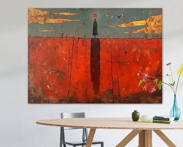 Abstract Rood | Red Monolith Dreams van ARTEO Schilderijen