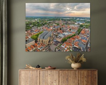 Zwolle van boven tijdens een zomerse zonsondergang van Sjoerd van der Wal Fotografie