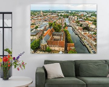 Zwolle van boven tijdens een zomerse zonsondergang van Sjoerd van der Wal Fotografie