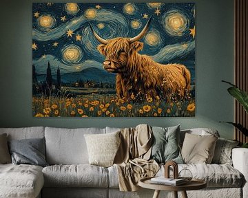 Schotse Hooglanders in van Gogh-stijl van Niklas Maximilian