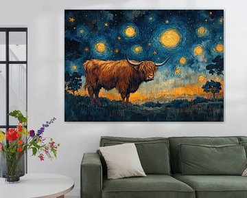 Schotse Hooglanders in van Gogh-stijl van Niklas Maximilian