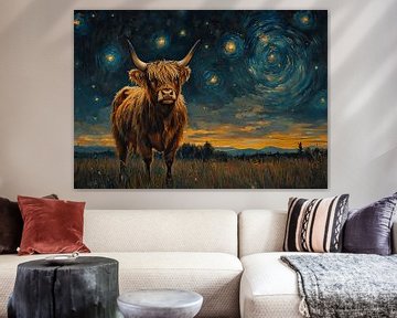 Schotse Hooglanders in van Gogh-stijl van Niklas Maximilian