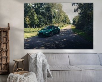 Green BMW M3 G80 in a Peaceful, Forest Setting by Sebastiaan van 't Hoog