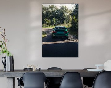 Green BMW M3 G80 in a Peaceful, Forest Setting by Sebastiaan van 't Hoog