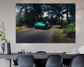 Green BMW M3 G80 in a Peaceful, Forest Setting by Sebastiaan van 't Hoog