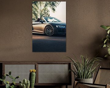 Audi R8 V10 in een Adembenemend Groene Landschap tijdens de Zonsondergang van Sebastiaan van 't Hoog