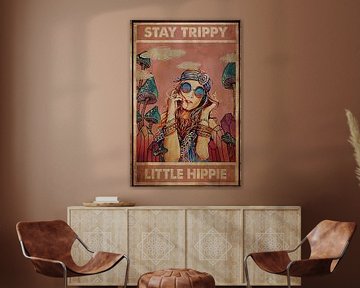 Vintage Meisje Blijf Trippy Hippie van Steven Kingsbury