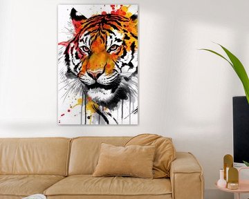 Bunter Tigerkopf in Aquarell von Art & Soul Creations