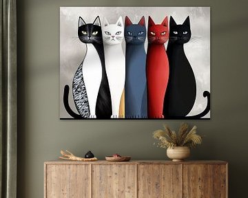 Abstracte Kattenrij van Karina Brouwer
