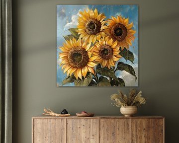 Boeket van zonnebloemen van Koffie Zwart