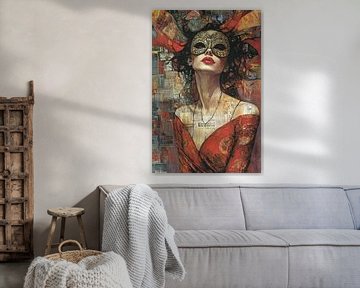 Maskervrouw van Abstract Schilderij