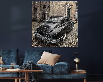 Classic American car parked in front of a church by Harrie Muis