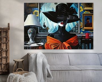 Elegante Vrouw | Shadows of Beauty Unveiled van Abstract Schilderij