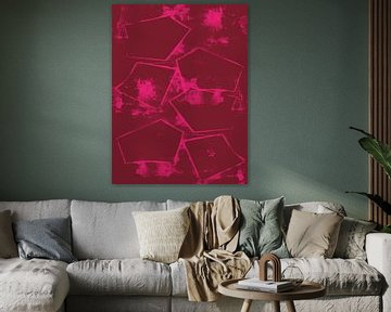 Fuchsia en wijnrood. Sterren. Kleurrijke abstracte kunst. van Dina Dankers