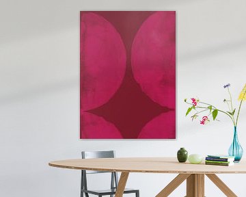 Wijnrood en fuchsia. Balans. Moderne abstracte kunst. van Dina Dankers