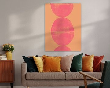 Roze en zacht oranje. Vormen. Modern abstract. van Dina Dankers