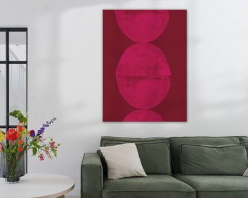 Fel neonroze en merlot. Vormen. Kleurrijke abstracte kunst. van Dina Dankers